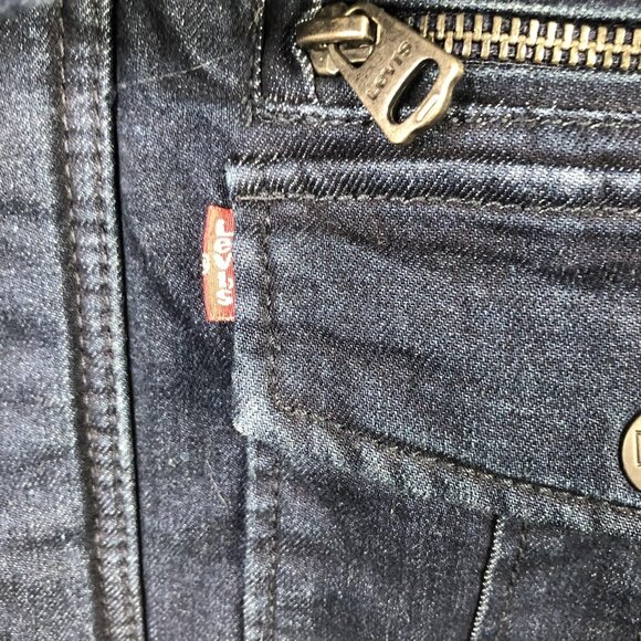 Levi's Jacket Mens Large Blue Denim Quilted Lined Zip Snap Front Stand Collar - Picture 16 of 16